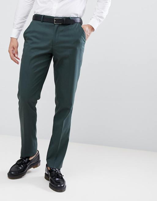 ASOS DESIGN – Schmal geschnittene Anzughose in Tannengrün