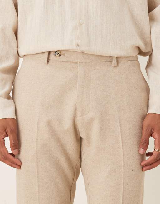 ASOS DESIGN – Schmal geschnittene Anzughose mit Wollanteil in Steinbeige, 4 von 5