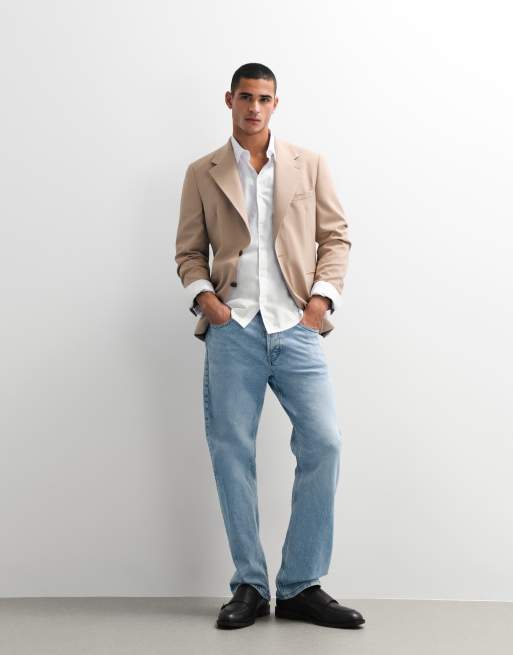 ASOS DESIGN – Schmal geschnittene Anzugjacke aus 100% Sommerwolle in Beige, 2 von 9