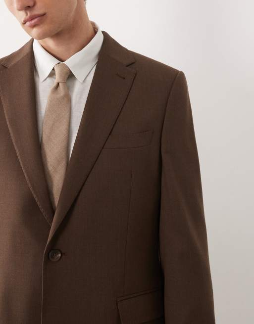 ASOS DESIGN – Schmal geschnittene Anzugjacke aus hochwertiger Wolle in Braun, 3 von 9