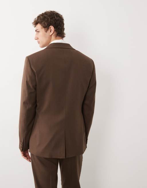 ASOS DESIGN – Schmal geschnittene Anzugjacke aus hochwertiger Wolle in Braun, 5 von 9