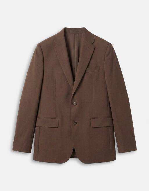 ASOS DESIGN – Schmal geschnittene Anzugjacke aus hochwertiger Wolle in Braun, 6 von 9
