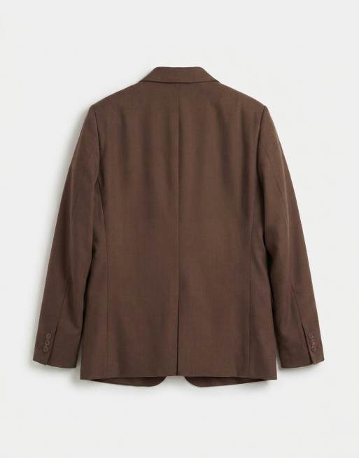 ASOS DESIGN – Schmal geschnittene Anzugjacke aus hochwertiger Wolle in Braun, 7 von 9