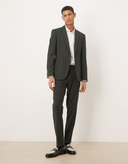 ASOS DESIGN – Schmal geschnittene Anzugjacke aus waschbarer Wolle in Dunkelgrün, 2 von 5