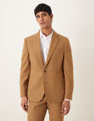 Schmal geschnittene Anzugjacke aus Wollmix in Braun-Brown Brown 46 Regular