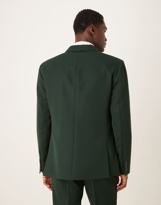 ASOS DESIGN – Schmal geschnittene Anzugjacke in Dunkelgrün mit Wickeldetail, 3 von 5