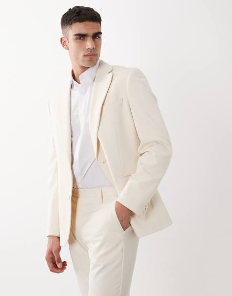 ASOS DESIGN – Schmal geschnittene Anzugjacke in Ecru - view 1