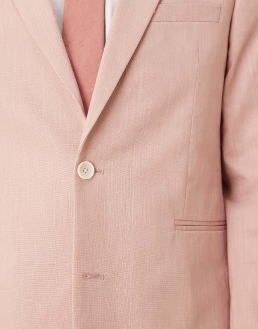 ASOS DESIGN – Schmal geschnittene Anzugjacke in Rosa mit Leinenoptik, 5 von 5