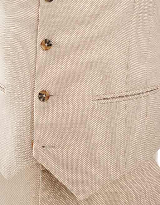 ASOS DESIGN – Schmal geschnittene Anzugweste aus strukturiertem Stoff in Steinbeige, 3 von 5