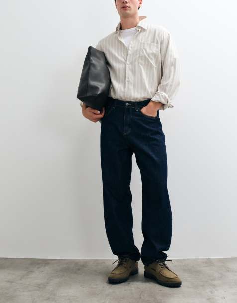 ASOS DESIGN schmal geschnittene Barrel-Jeans in Indigo - view 1