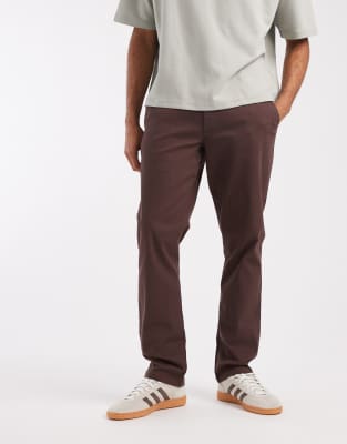 Schmal geschnittene Chino-Hose in Braun-Brown Brown 52 Long