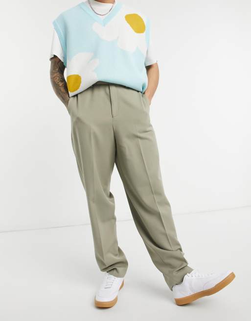 ASOS DESIGN – Schmal geschnittene, elegante Hose in Stein mit hohem Bund