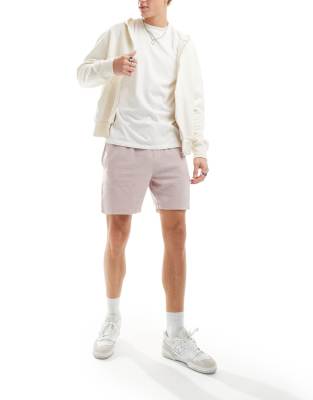 ASOS DESIGN – Schmal geschnittene Frottee-Shorts in Flieder