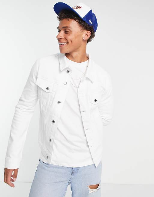 ASOS DESIGN – Schmal geschnittene Jeansjacke in Weiß