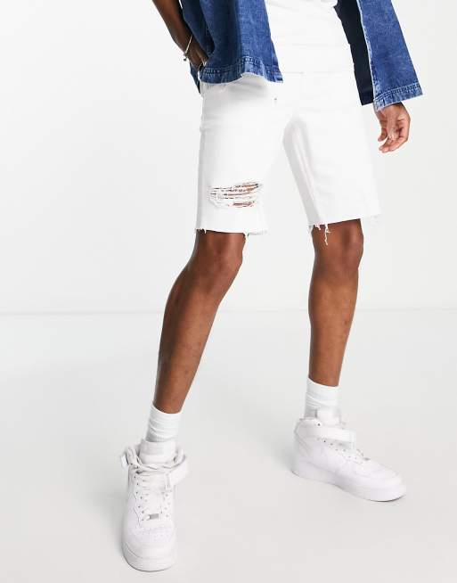 Asos white denim shorts online