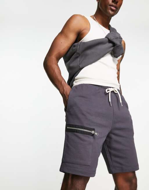 ASOS DESIGN – Schmal geschnittene Jerseyshorts in Khaki mit MA1-Tasche