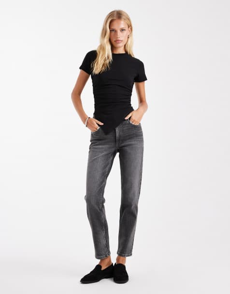 ASOS DESIGN – Schmal geschnittene Mom-Jeans in Grau - view 1