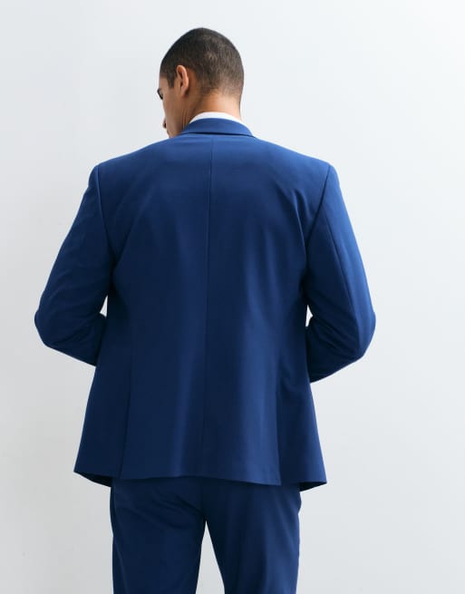 ASOS DESIGN schmal geschnittene zweireihige Anzugjacke in Blau, 3 von 5