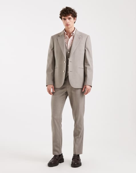 ASOS DESIGN – Schmal geschnittener Anzug aus Flanell in Grau - view 1