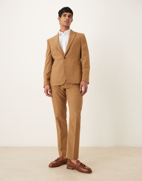 ASOS DESIGN – Schmal geschnittener Anzug aus Wollmix in Braun - view 1