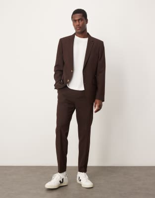 ASOS DESIGN – Schmal geschnittener Anzug in Braun - view 1