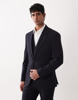 Schmal geschnittener Anzugblazer in Marineblau Marineblau 48 Regular