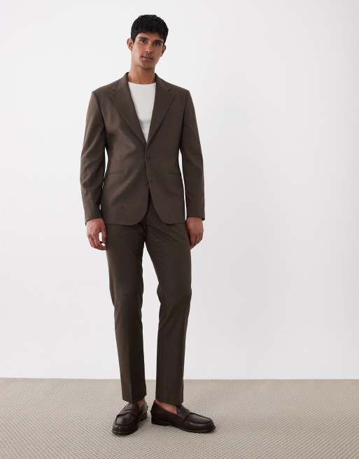 ASOS DESIGN – Schmal geschnittener Anzugblazer in meliertem Braun, 2 von 5