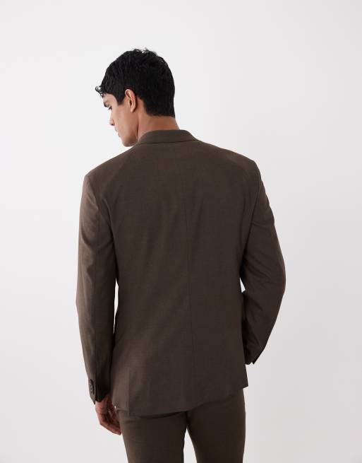 ASOS DESIGN – Schmal geschnittener Anzugblazer in meliertem Braun, 5 von 5