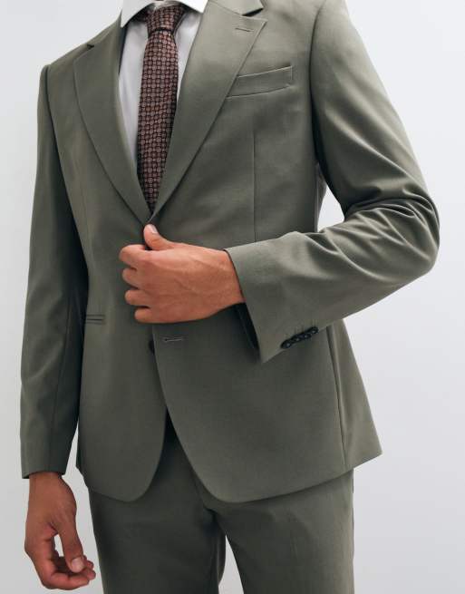 ASOS DESIGN schmal geschnittener Anzugblazer in Olivgrün, 5 von 5