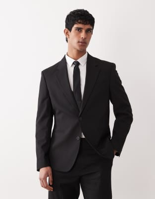 Schmal geschnittener Anzugblazer in Schwarz Schwarz 56 Regular