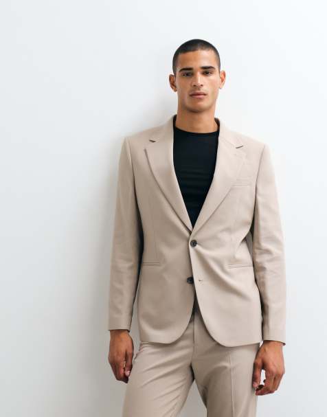 ASOS DESIGN schmal geschnittener Anzugblazer in Stone - view 1