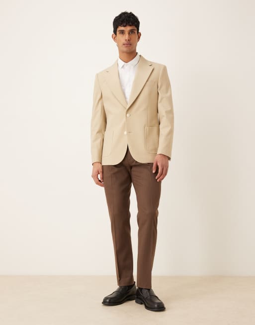 ASOS DESIGN – Schmal geschnittener Blazer aus Twill in Steinbeige, 2 von 5