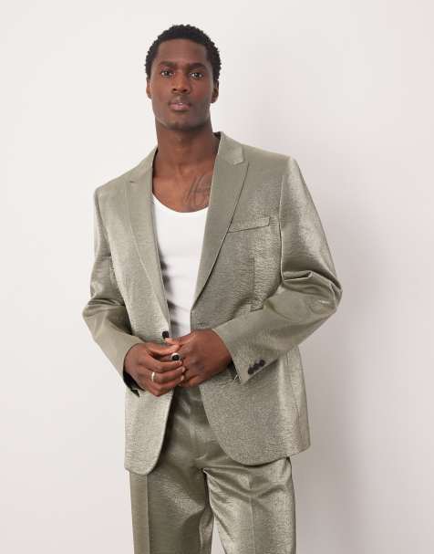 ASOS DESIGN – Schmal geschnittenes Anzugjackett in Metallic-Silber - view 1