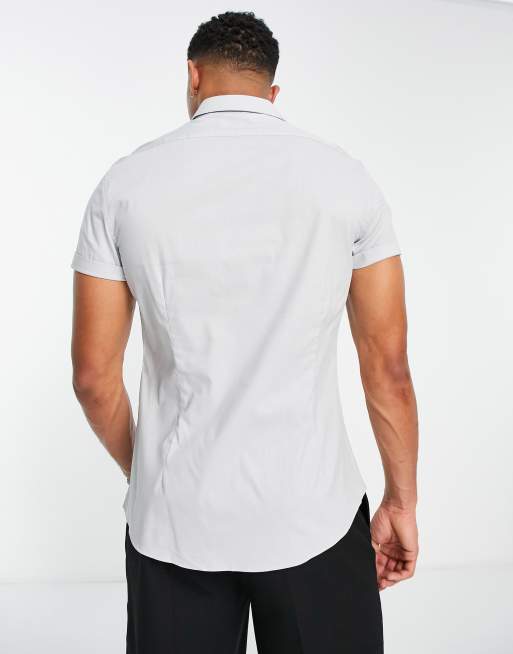ASOS DESIGN – Schmal geschnittenes Business-Hemd mit Stretch in Grau, 2 von 4