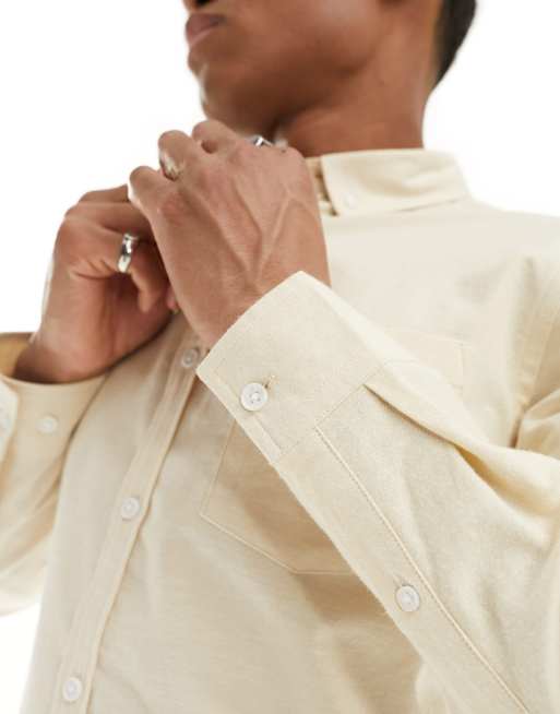 ASOS DESIGN – Schmal geschnittenes Oxford-Hemd in Cremeweiß, 2 von 4