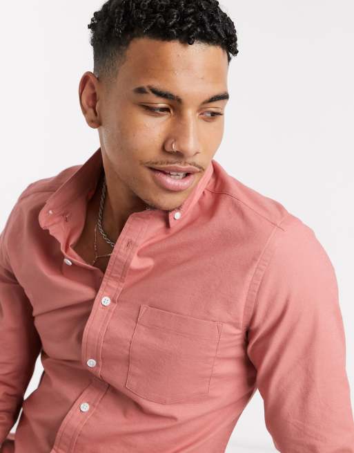 ASOS DESIGN – Schmal geschnittenes Oxford-Hemd in Rosa - PINK