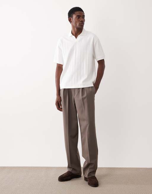 ASOS DESIGN – Schmal geschnittenes Polohemd in Weiß mit breiter Rippung und Reverskragen, 2 von 5