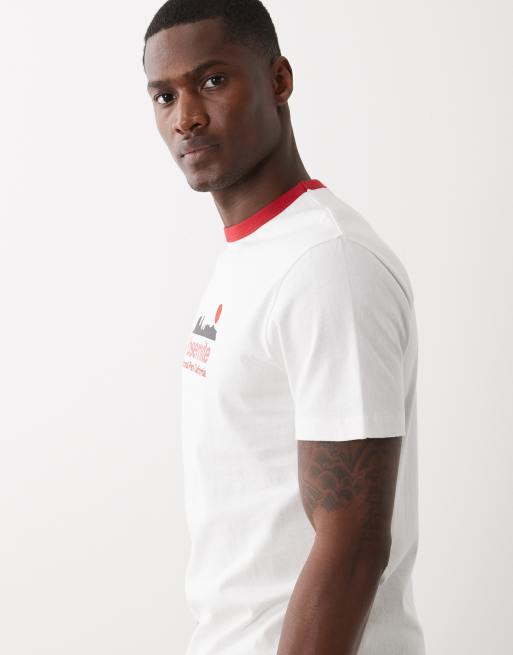ASOS DESIGN – Schmal geschnittenes Ringer-T-Shirt in Cremeweiß mit „Yosemite“-Print, 5 von 5