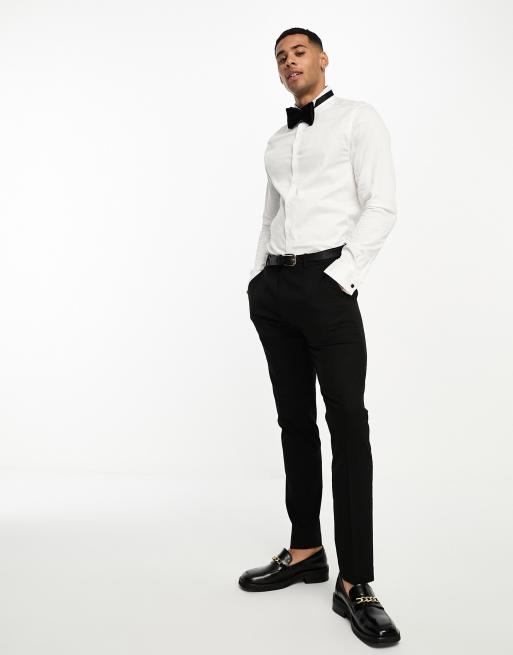 ASOS DESIGN – Schmal geschnittenes Satinhemd in Weiß, 4 von 4
