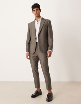 Schmal zulaufende Anzughose aus Twill im Woll-Look in Grau gestreift Grau 44 Regular