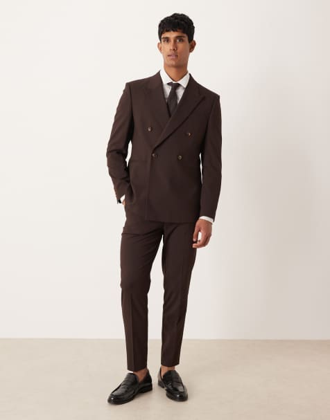 ASOS DESIGN – Schmal zulaufende Anzughose in Braun - view 1