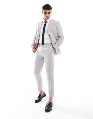 ASOS DESIGN – Schmal zulaufende Anzughose in Grau mit Wollanteil - view 1
