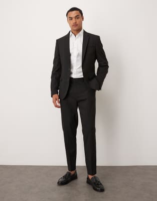 Schmal zulaufende Anzughose in Schwarz Schwarz 48 Short