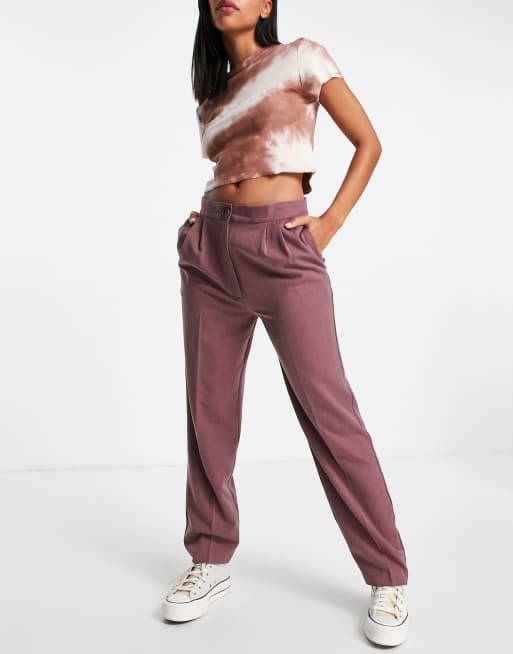 ASOS DESIGN – Schmal zulaufende Anzughose in Staubrosa