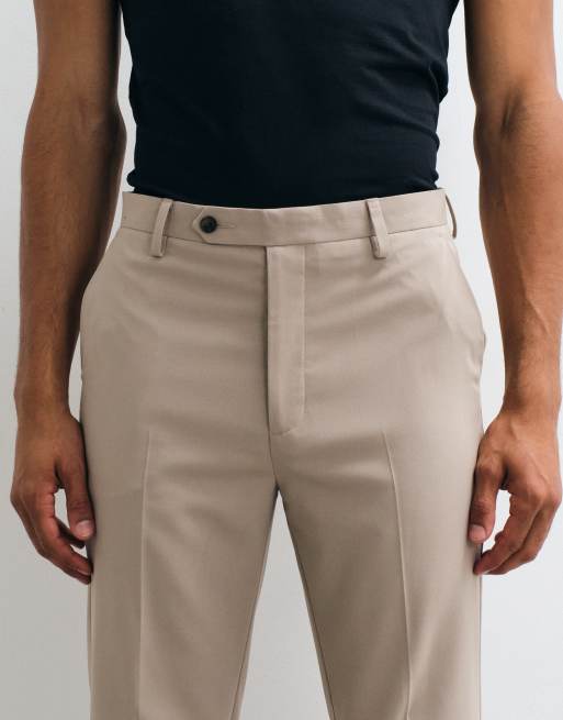 ASOS DESIGN – Schmal zulaufende Anzughose in Steinbeige, 4 von 5