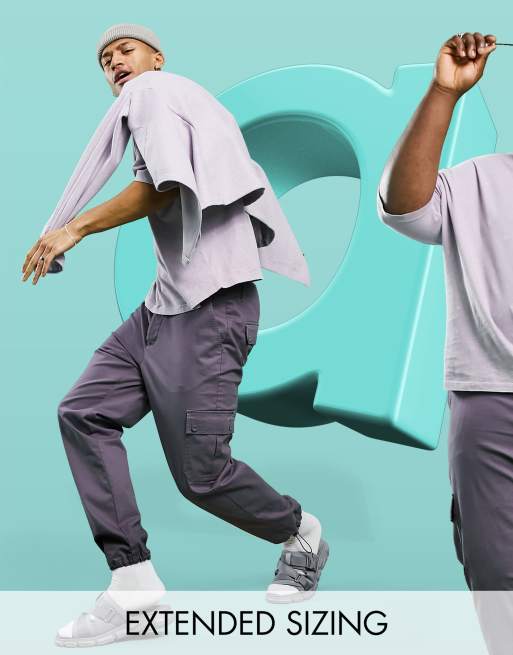 ASOS DESIGN – Schmal zulaufende Cargohose in verwaschenem Lila