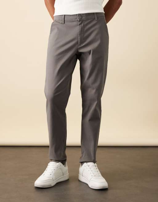 ASOS DESIGN tapered chinos in grey