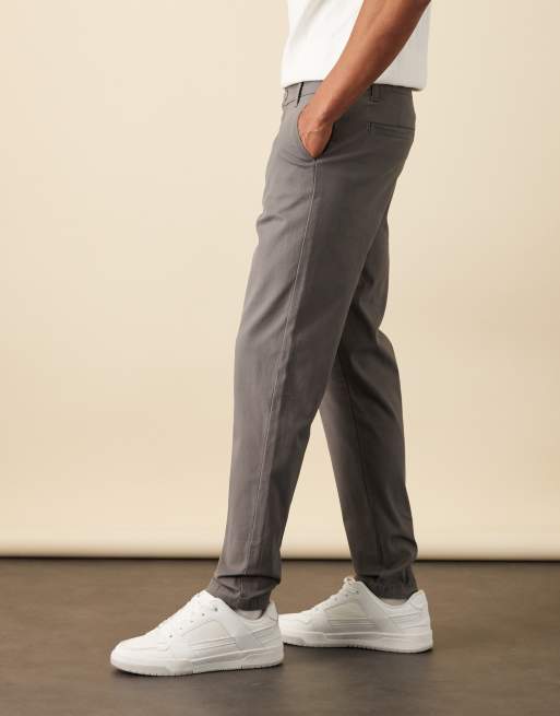ASOS DESIGN tapered chinos in grey