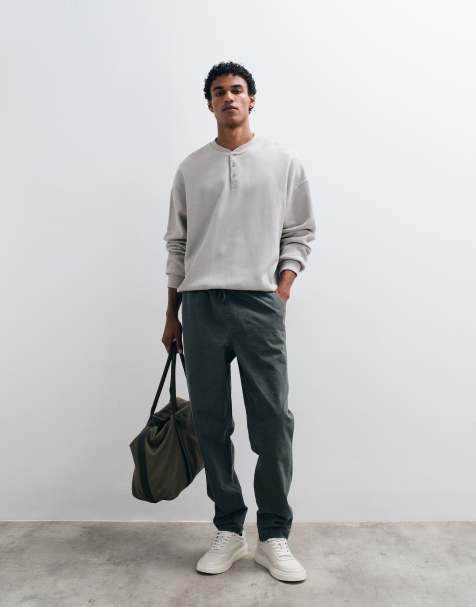 ASOS DESIGN – Schmal zulaufende, elastische Ripstop-Hose in Anthrazit mit Kordelzug - view 1