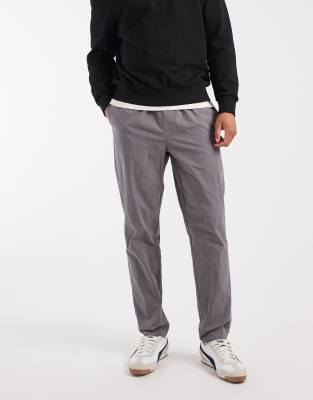 Schmal zulaufende Hose aus Nylon in Anthrazit mit Schnalle-Grau Grau XL